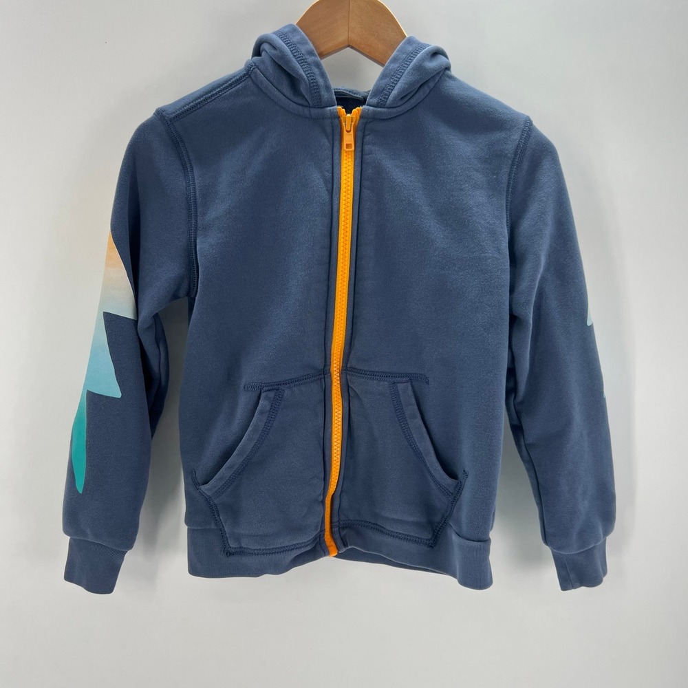 Tea Collection Boys Blue Lightning Bolt Full Zip Hoodie Orange Zipper Size 6 - Picture 10 of 10